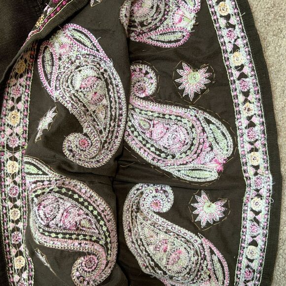 Junction West Brown Pink Embroidered Paisley Skirt Sz 10 Boho Indie Kawaii Fairy - Picture 13 of 13